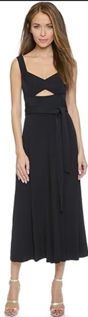 new REBECCA TAYLOR Lila navy black cutout waist tie sleeveless wide leg jumpsuit